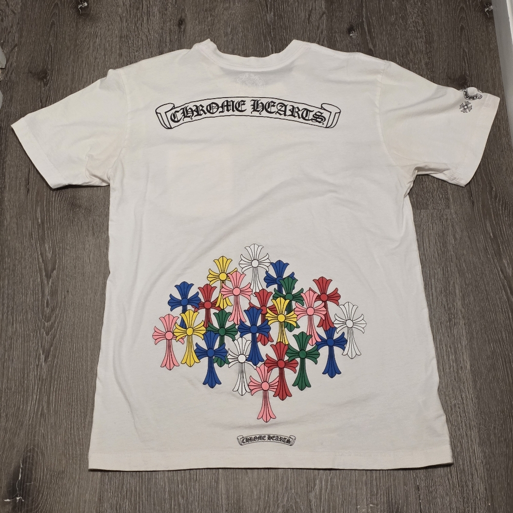 Chrome Hearts Multicolor Cross Cemetery White Mens Large T Shirt